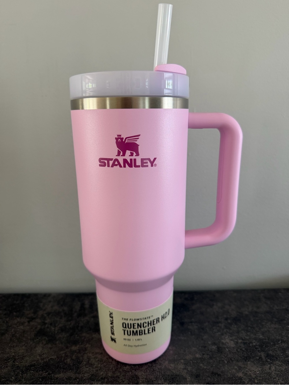 NWT 40oz Stanley Pink Insulated Quencher Mug with Straw